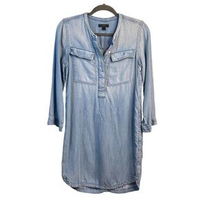 J. Crew Shirt Dress Womens XS Light Faded Blue Wash Denim Long Sleeve
Pockets